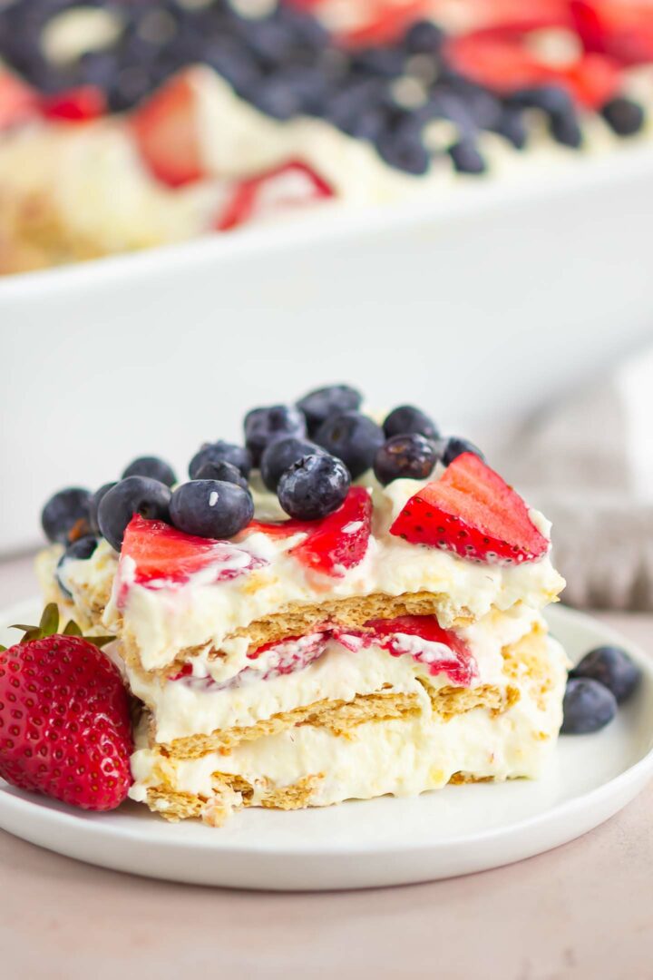 icebox cake on a white plate